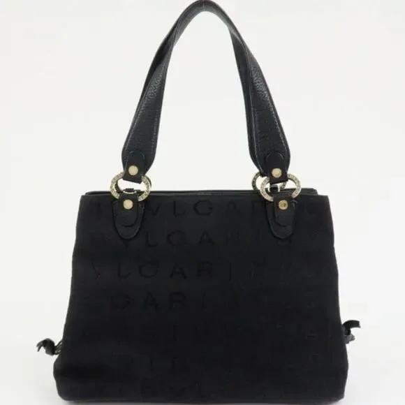 💎✨Beautiful✨💎Authentic BVLGARI Logo Mania Canvas Leather 2Way Bag Shoulder Bag - Picture 2 of 15